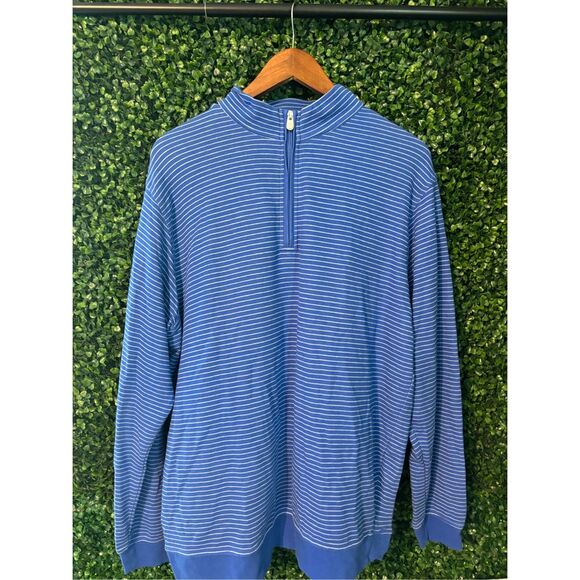 Peter Millar Striped Quarter Zip Pullover Sweater Sz XL - Picture 1 of 4